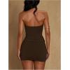 image:imageMakeMeChic Womens Ruffle Mini Dress Y2k Backless Sleeveless Western Going Out Halter DressesBrown