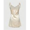image:imageMakeMeChic Womens Satin Dress Floral Lace Tie Shoulder Sleeveless Summer Y2K Mini DressesApricot