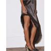 image:imageMakeMeChic Womens Satin Halter Dress Lace Asymmetrical Backless Cocktail Maxi DressesBlack