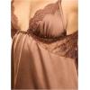 image:imageMakeMeChic Womens Satin Silk Nightgown Lace Trim Tie Back Babydoll Slip Dress SleepwearBrown