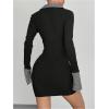image:imageMakeMeChic Womens Spring Outfits Gingham Bodycon Mini Dress Long Sleeve Collared 2 in 1 Business Casual DressBlack B