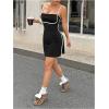 image:imageMakeMeChic Womens Square Neck Cami Dress Spaghetti Strap Backless Yoga Tennis DressesBlack