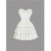 image:imageMakeMeChic Womens Strapless Tube Dress Metal Starfish Cut Out Tiered Ruffle A Line Mini DressesWhite