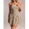 image:imageMakeMeChic Womens Striped Bandeau Mini Dress Strapless A Line Summer Y2K Short DressesApricot