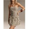 image:imageMakeMeChic Womens Striped Bandeau Mini Dress Strapless A Line Summer Y2K Short DressesApricot