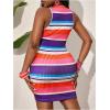 image:imageMakeMeChic Womens Striped Colorblock Tank Dress Sleeveless Bodycon Mini DressesMulticolor