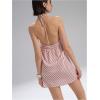 image:imageMakeMeChic Womens Striped Halter Dress Tie Open Back A Line Summer Short DressesPink