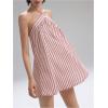 image:imageMakeMeChic Womens Striped Halter Dress Tie Open Back A Line Summer Short DressesPink
