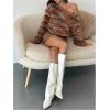 image:imageMakeMeChic Womens Striped Mini Dress Long Sleeve Asymmetrical Neck Y2K Short DressesBrown
