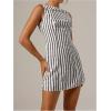 image:imageMakeMeChic Womens Striped Mini Dress Sleeveless Work Office Short Tank DressesBlack and White