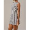 image:imageMakeMeChic Womens Striped Mini Dress Sleeveless Work Office Short Tank DressesBlack and White