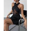 image:imageMakeMeChic Womens Summer Dresses Halter Mini Bodycon Criss Cross Party Black Lace DressBlack