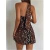 image:imageMakeMeChic Womens Summer Halter Mini Dress Animal Print Sleeveless Going Out Party Short Backless DressesCoffee
