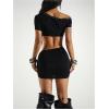 image:imageMakeMeChic Womens Summer Mini Dress Short Sleeve Grommet Eyelet Asymmetrical Punk Dresses Y2K Club OutfitBlack