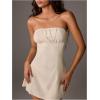 image:imageMakeMeChic Womens Summer Mini Dress Strapless Linen Tie Backless Cut Out Tube Top Graduation DressApricot