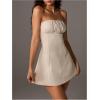 image:imageMakeMeChic Womens Summer Mini Dress Strapless Linen Tie Backless Cut Out Tube Top Graduation DressApricot