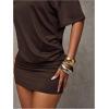 image:imageMakeMeChic Womens Summer Mini Dress Y2K Short Sleeve Asymmetrical Bodycon Short DressesRust Brown