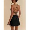 image:imageMakeMeChic Womens Summer Mini Dresses Spaghetti Strap Tie Backless A Line Short Cami DressBlack