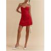 image:imageMakeMeChic Womens Summer Mini Dresses Spaghetti Strap Tie Backless A Line Short Cami DressRed
