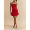 image:imageMakeMeChic Womens Summer Mini Dresses Spaghetti Strap Tie Backless A Line Short Cami DressRed