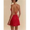 image:imageMakeMeChic Womens Summer Mini Dresses Spaghetti Strap Tie Backless A Line Short Cami DressRed