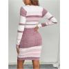 image:imageMakeMeChic Womens Sweater Dress Square Neck Striped Fuzzy Bodycon Short DressesMulticolored