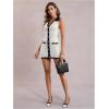 image:imageMakeMeChic Womens Sweater Mini Dress Fall V Neck Button Down Knit Sleeveless Short DressesBlack and White