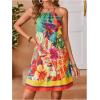 image:imageMakeMeChic Womens Tropical Floral Print Halter Vacation Dresses Sleeveless Tie Back Holiday Summer Mini DressMulticolor