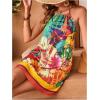 image:imageMakeMeChic Womens Tropical Floral Print Halter Vacation Dresses Sleeveless Tie Back Holiday Summer Mini DressMulticolor