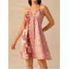 image:imageMakeMeChic Womens Tropical Print A Line Mini Dress Halter Ruched Spaghetti Strap Cami DressesMulticolor