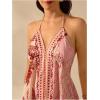 image:imageMakeMeChic Womens Tropical Print A Line Mini Dress Halter Ruched Spaghetti Strap Cami DressesMulticolor