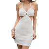 image:imageMakeMeChic Womens Bow Knot Tie Back Ruched Cut Out Halter Bodycon Summer Mini DressWhite