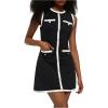 image:imageMakeMeChic Womens Button Down Tank Dress Color Block Sleeveless Work Office Short DressesBlack