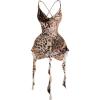 image:imageMakeMeChic Womens Cheetah Print Mini Dress Party Sleeveless Bodycon Draped Grunge Y2K Short DressesMocha Brown