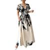 image:imageMakeMeChic Womens Floral Maxi Dress V Neck Short Sleeve Flowy Summer Business Casual Long DressesMulticolor