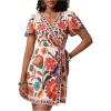 image:imageMakeMeChic Womens Floral Mini Dress Wrap V Neck Short Sleeve Summer Boho DressesMulticolor