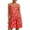 image:imageMakeMeChic Womens Floral V Neck Cami Dress Spaghetti Strap Ruffle Sleeveless Mini Dresses Sundress