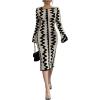 image:imageMakeMeChic Womens Graphic Long Sleeve Sweater Dress Bodycon Midi DressesApricot