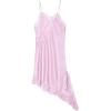 image:imageMakeMeChic Womens Lace Satin Asymmetrical Tops Spaghetti Strap Contrast Mini DressLight Pink