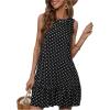 image:imageMakeMeChic Womens Polka Dots Mini Dress Sleeveless Elegant Beach Cover Ups Vacation SundressBlack