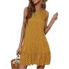 image:imageMakeMeChic Womens Polka Dots Mini Dress Sleeveless Elegant Beach Cover Ups Vacation SundressMustard Yellow