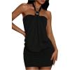 image:imageMakeMeChic Womens Ruffle Mini Dress Y2k Backless Sleeveless Western Going Out Halter DressesBlack