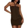 image:imageMakeMeChic Womens Ruffle Mini Dress Y2k Backless Sleeveless Western Going Out Halter DressesBrown