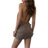 image:imageMakeMeChic Womens Sequin Halter Dress Backless Open Back Sparkly Bodycon Party Mini DressesBrown