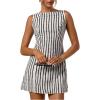 image:imageMakeMeChic Womens Striped Mini Dress Sleeveless Work Office Short Tank DressesBlack and White