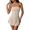 image:imageMakeMeChic Womens Summer Mini Dress Strapless Linen Tie Backless Cut Out Tube Top Graduation DressApricot