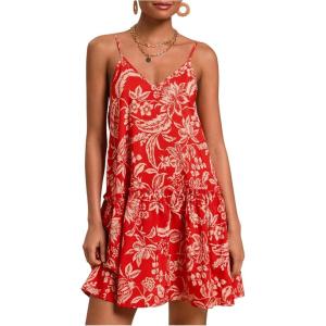 image:imageMakeMeChic Womens Floral V Neck Cami Dress Spaghetti Strap Ruffle Sleeveless Mini Dresses Sundress