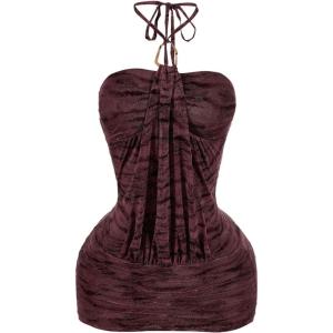 image:imageMakeMeChic Womens Halter Mini Dress Sleeveless Going Out Party Bodycon DressesPurple