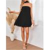 image:imageMakeMeChic Womens A Line Dress Flowy Swing Tube Dresses Pleated Tie Neck Short Summer SundressBlack