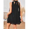 image:imageMakeMeChic Womens A Line Dress Flowy Swing Tube Dresses Pleated Tie Neck Short Summer SundressBlack